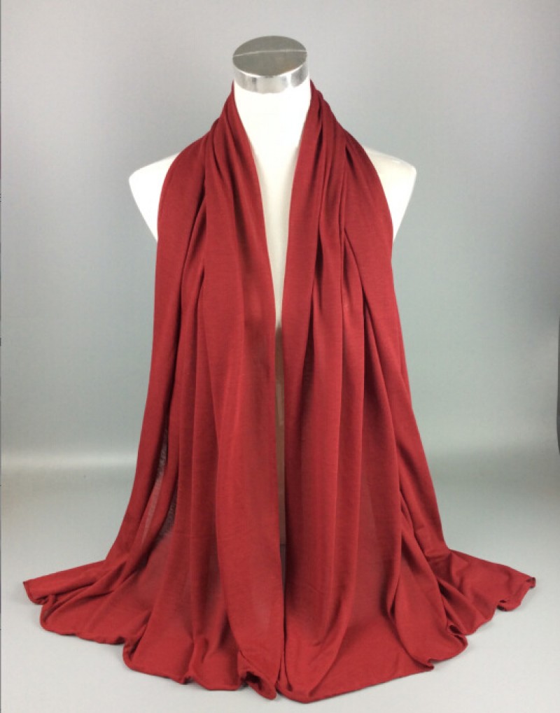 Wine Red Hemp Jersey Knit Scarf 