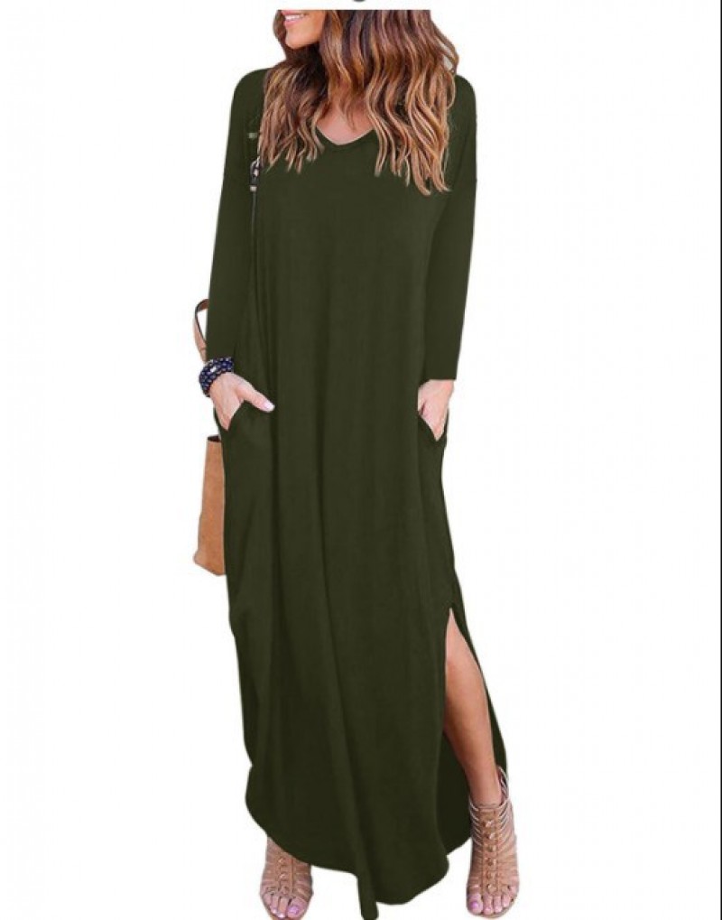 Army Green Vneck Cascade Abaya XL