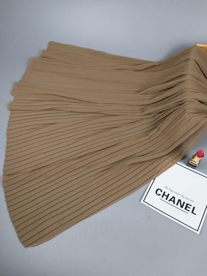 Beige Pleated Cotton Crinkle Scarf