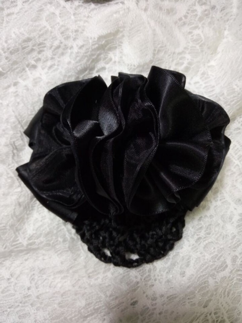 Black Bow Hair Net Hair Accessory