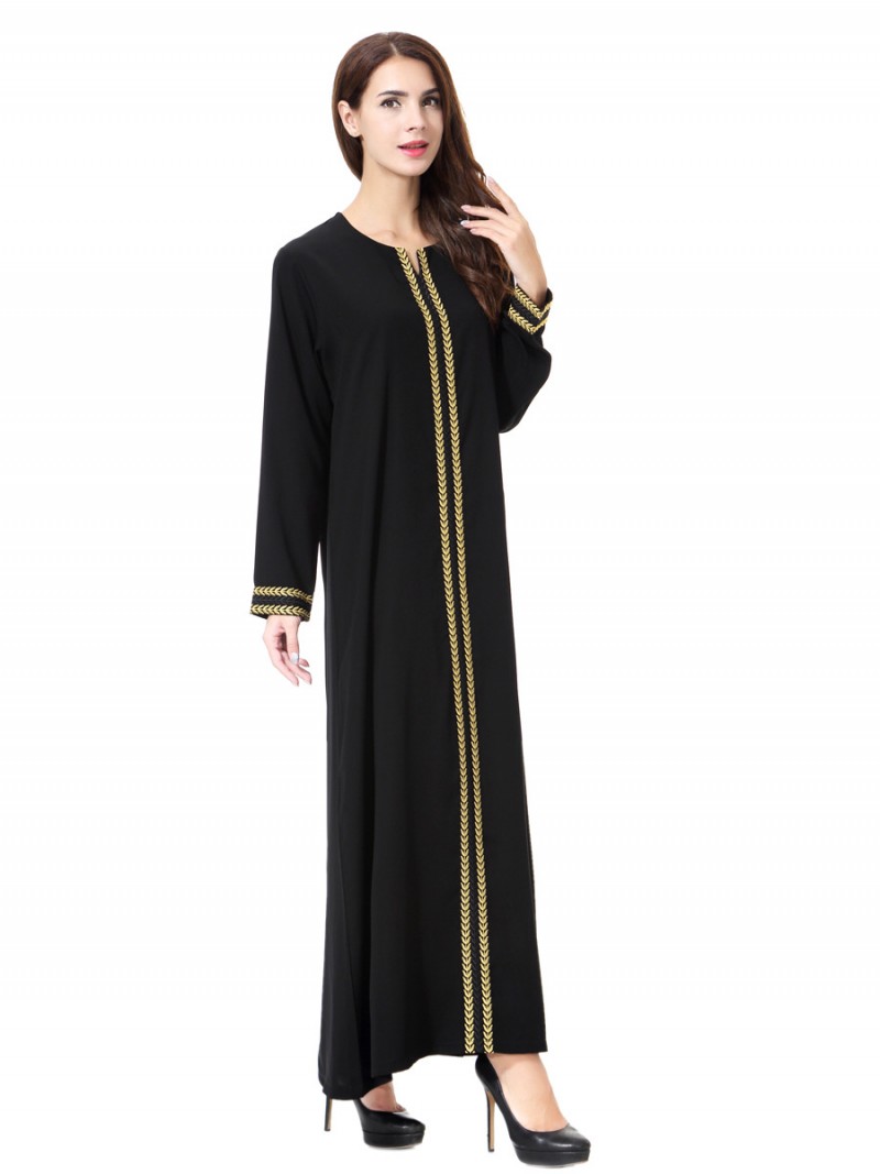 Gold Chevron Accents Abaya XL 