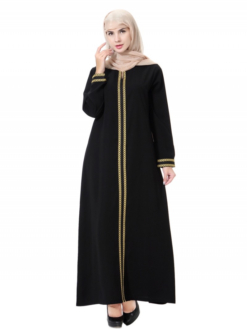 Gold Chevron Accents Abaya M 