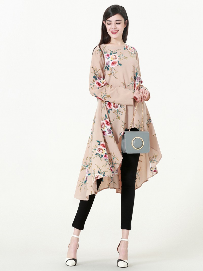 Apricot Swallowtail Floral Tunic M 