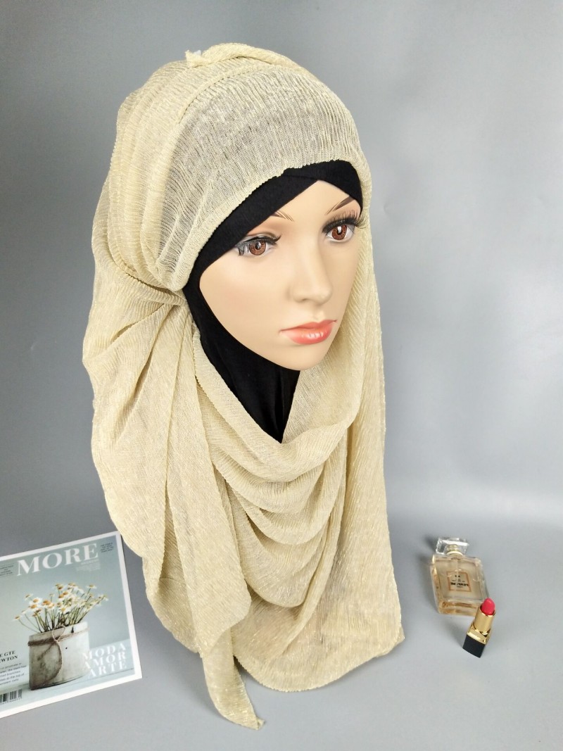 Cream Gold ct Plain Silk Scarf