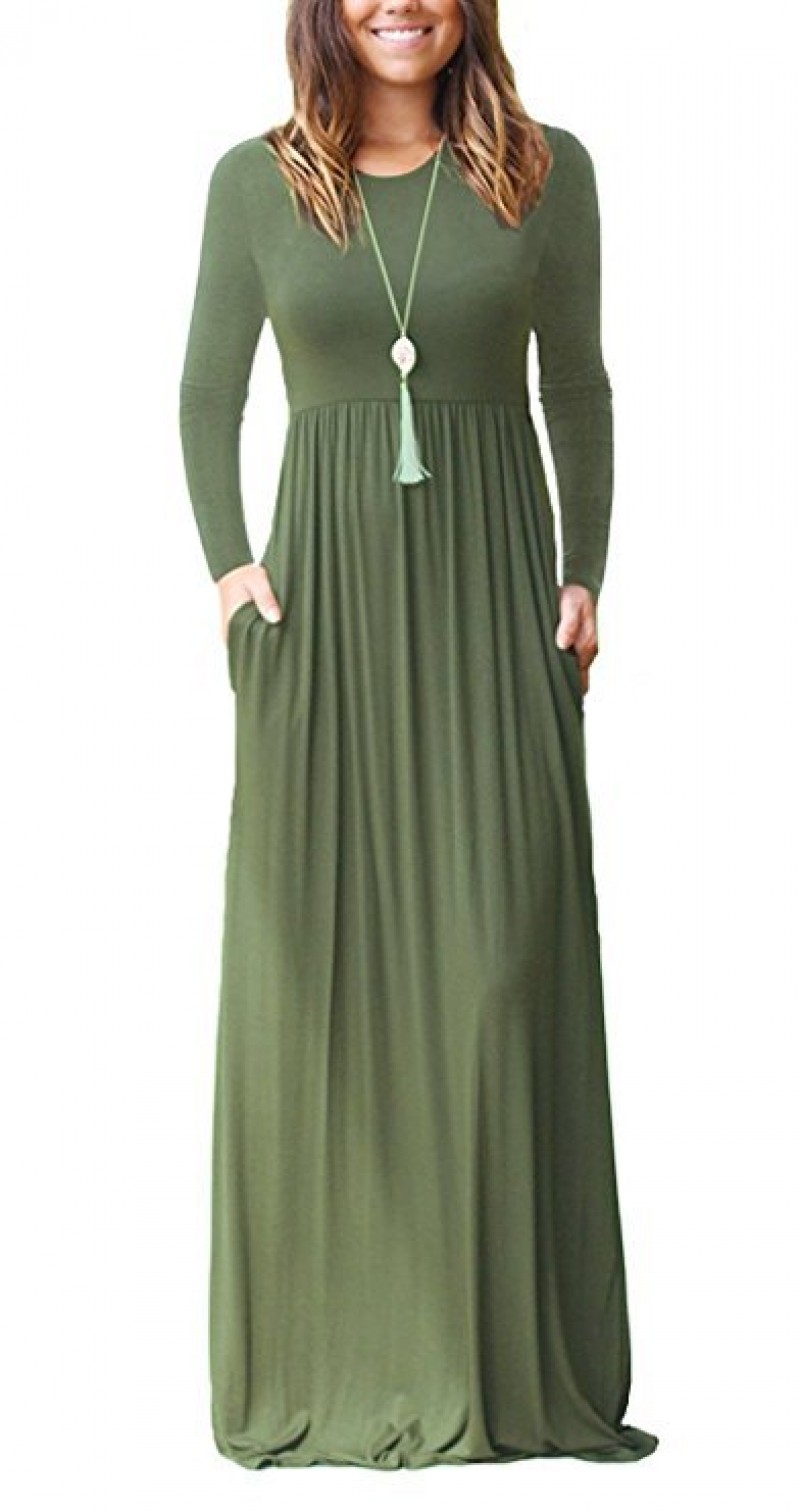 New Army Green Pleated Dress Abaya XL