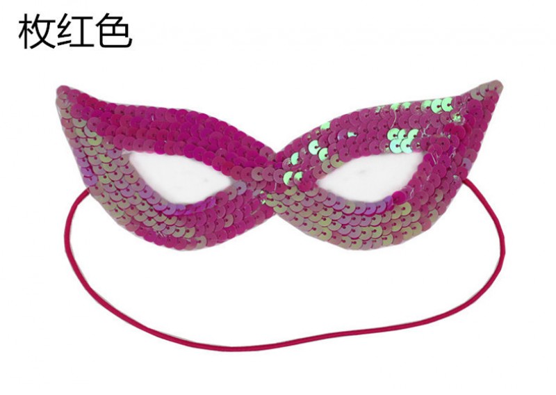 Rose Red Sequin Eye Party Mask
