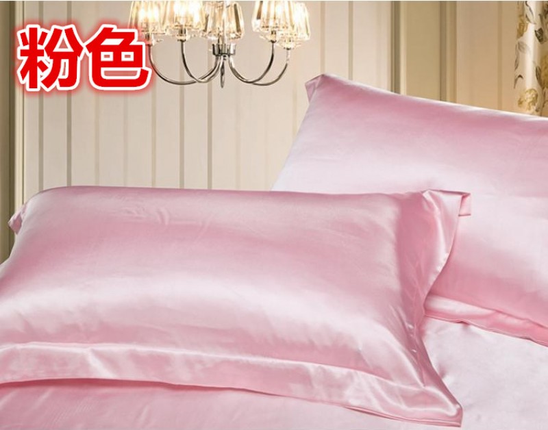 Flower Type Pink 48*74 Satin Silk Pillow Case