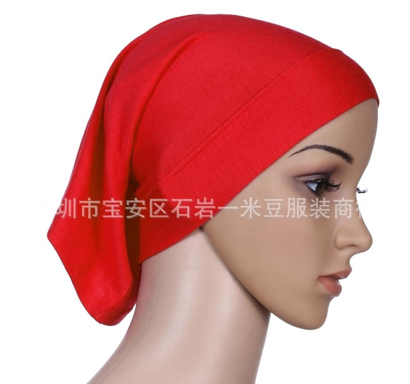 red Mercerised Cotton Tube Scarf Cap 