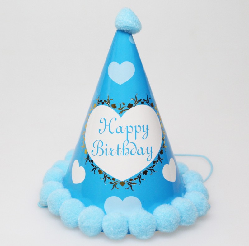 Blue Peach Heart Birthday Hat