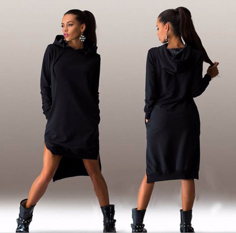 Black Low Back Hoody Tunic  Small