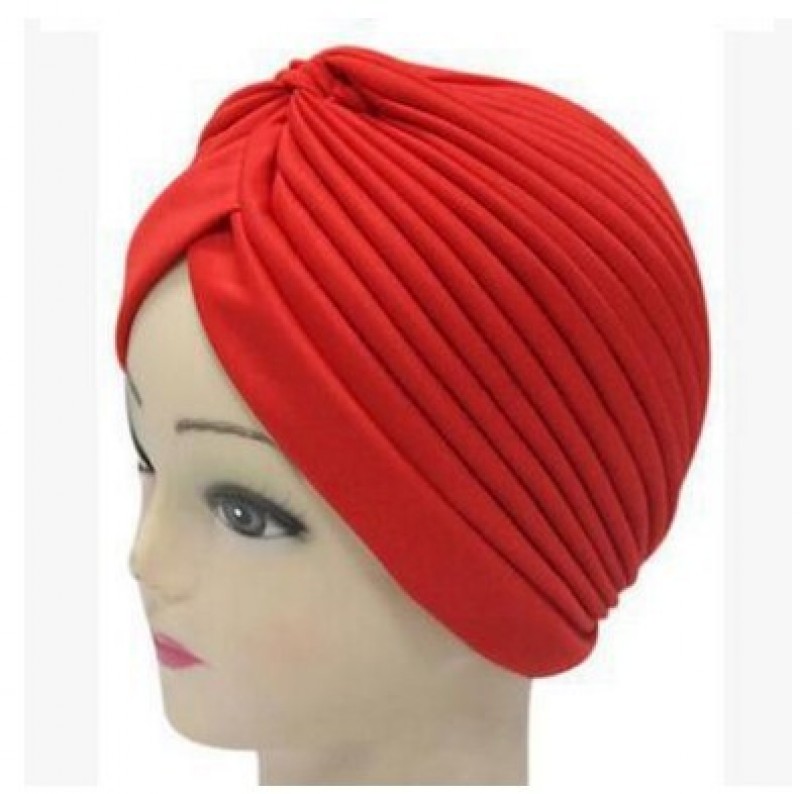 red Classic Turban Scarf Cap 