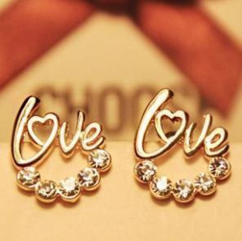 Gold Love Crystal Studs