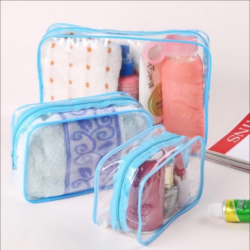 Blue Medium Pvc Cosmetic Travel Bag
