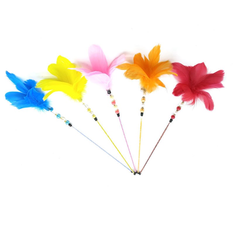 Purein The Floating Multi- Mixed Random Colour Feather Cat Stick Toy