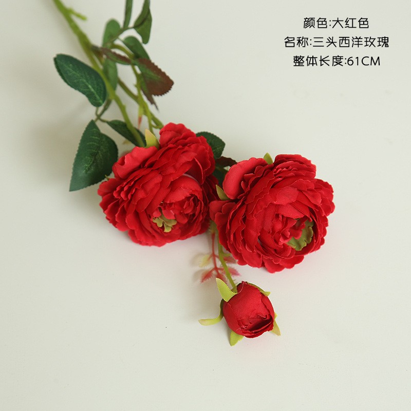 Big Red Western Rose Artificial Flowers