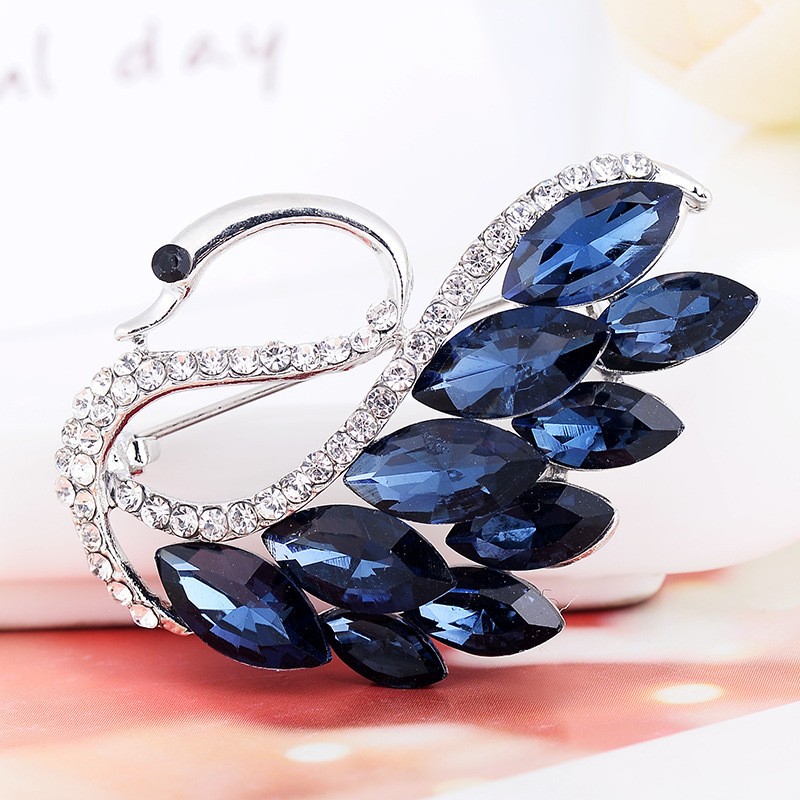 Blue Swan Swarovski Brooch