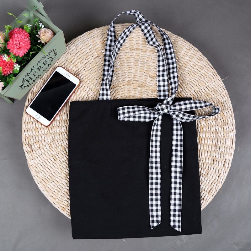 Black Bow Canvas Tote Bag