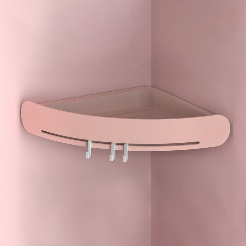 Pink Bathroom Suction Cup Corner Storage