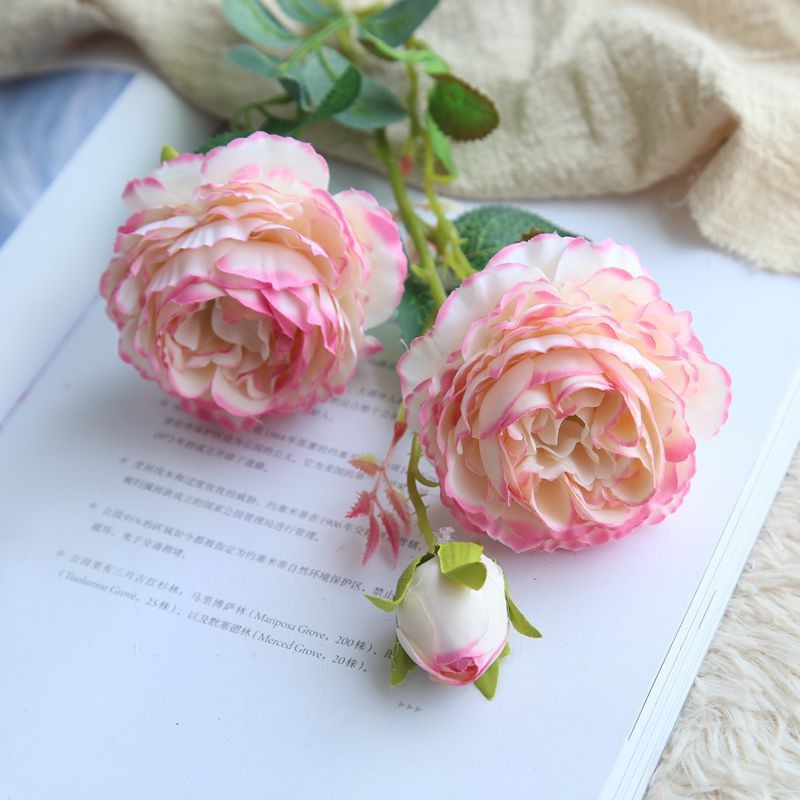 White Powder Side Western Rose Artificial Flowers