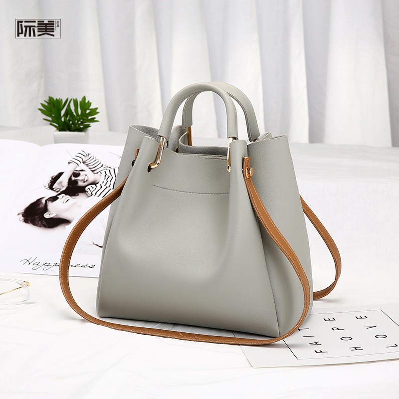 Light Gray Bucket Bag Large Tote Handbag