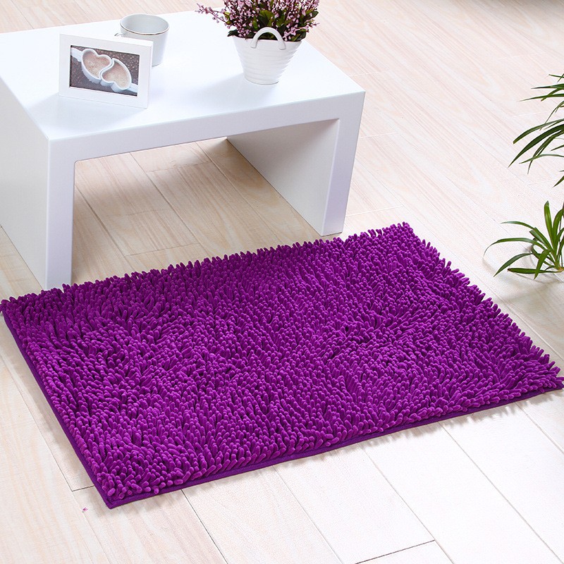 Long Hair Purple 40 × 60cm Chenille Bathroom Floor Mat