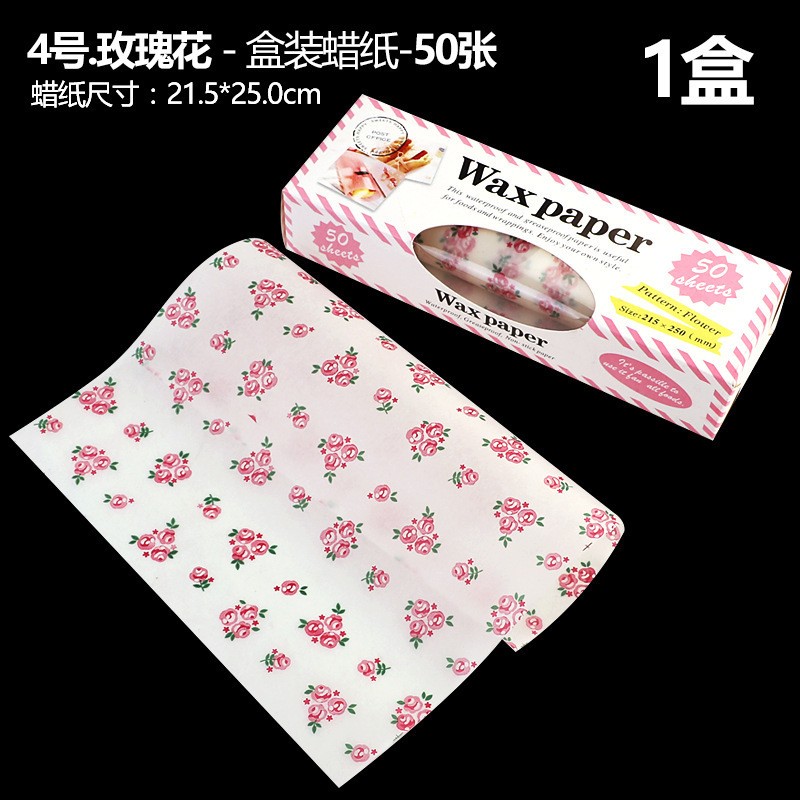 No. 4 - Rose Pattern - 50 Sheetsbox Wax Paper Baking Pack
