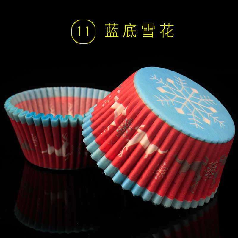 No. 11-Blue Snowflake 100 Paper Cup Cake Baking Barrel