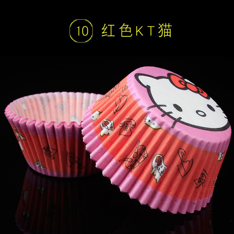 10-Red Kt Cat 100 Paper Cup Cake Baking Barrel