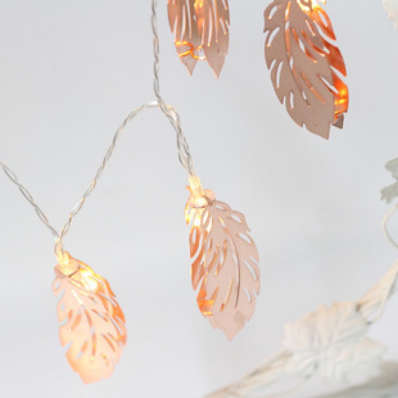 Lightwarm White 1.5 M 10 Light Battery Led Rose Gold Leaf Lights