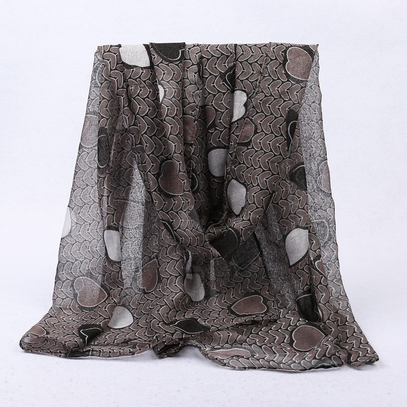  black ash Tiled Heart Print Hijab