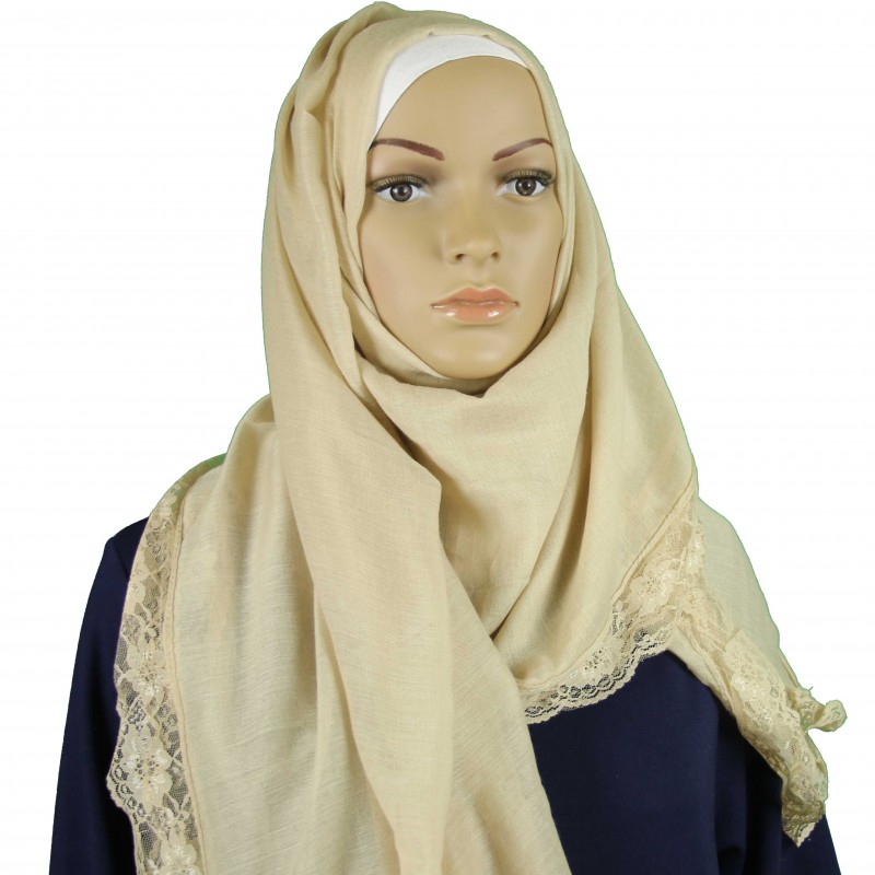 Cream Lace Edge Hijab