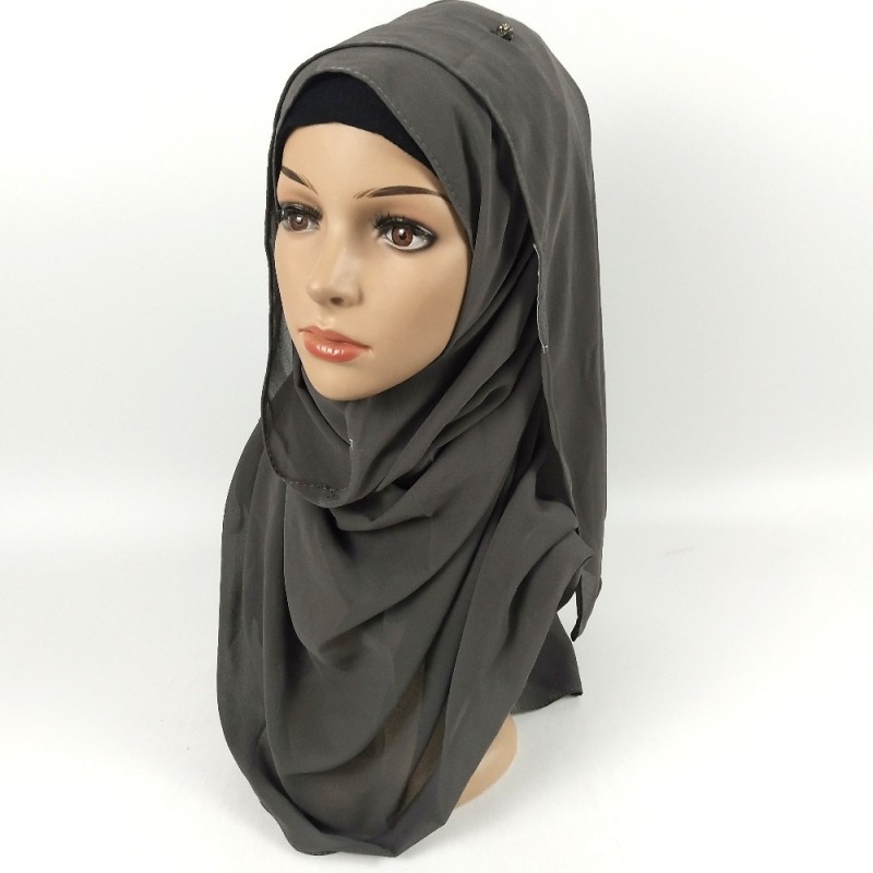 Dark Grey Premium Chiffon Instant Hijab 