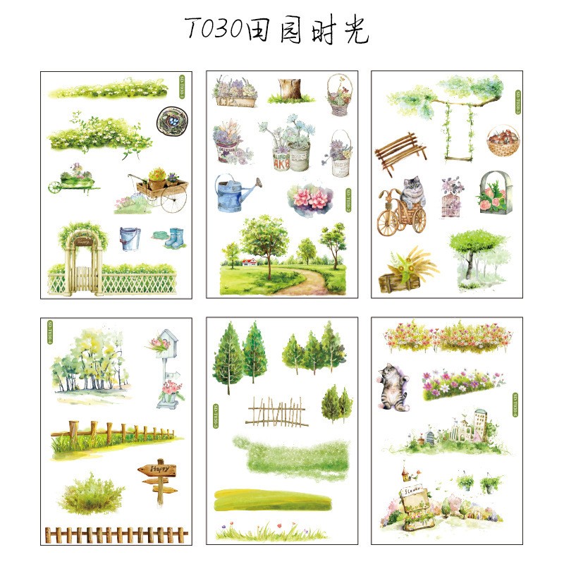 T030 Pastoral Time 6 Pieces Sticker Sheets