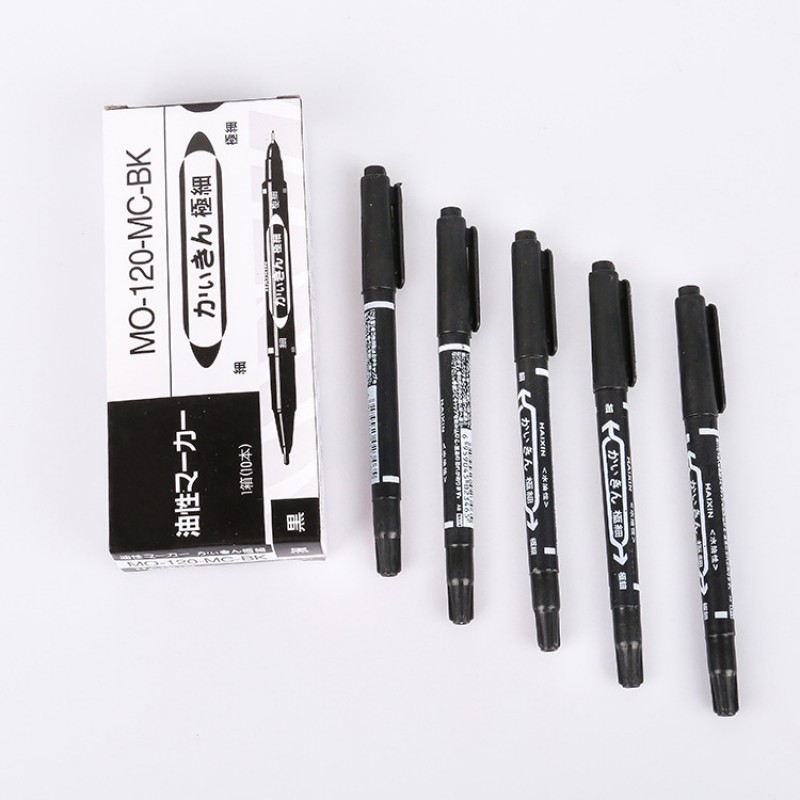 Black Marker pen small double-headed water-based pen