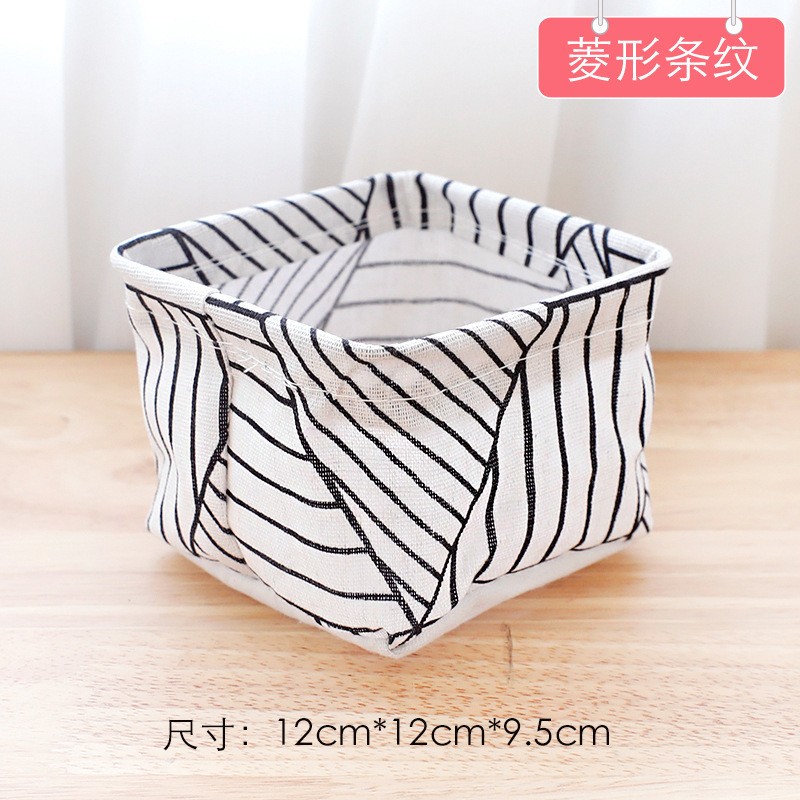 Diamond Stripe Medium Cotton Linen Desk Tidy