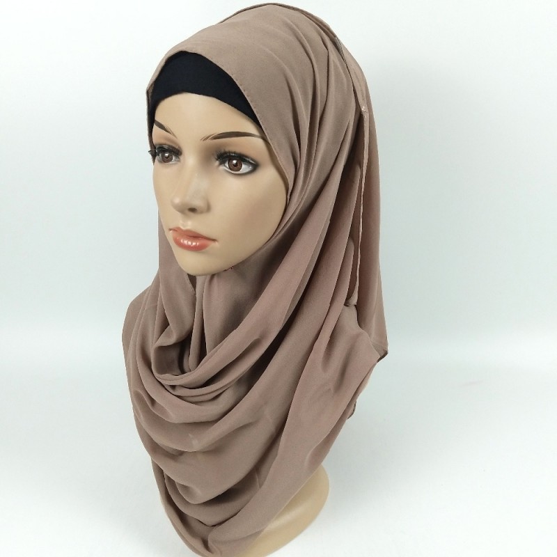 Khaki Premium Chiffon Instant Hijab 