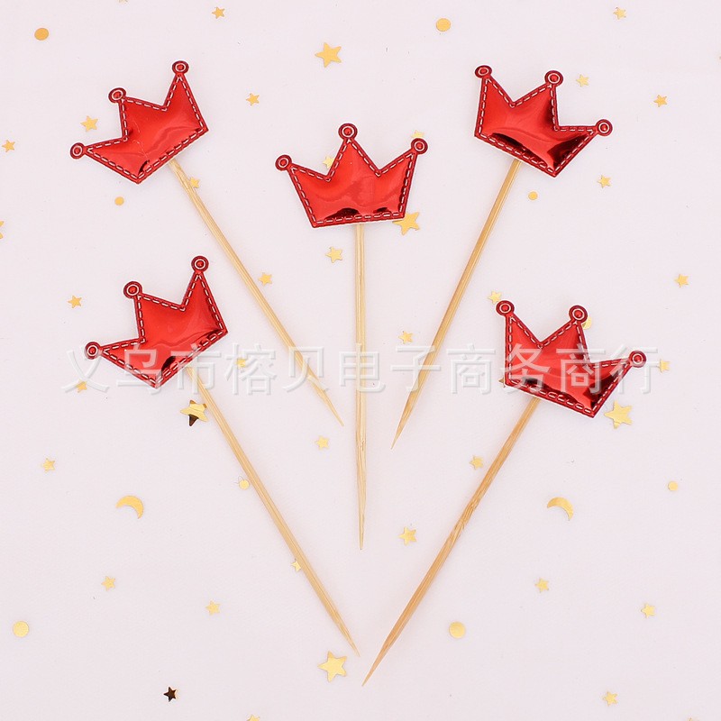 Red Crown 5 Pieces Cake Insert Decoration