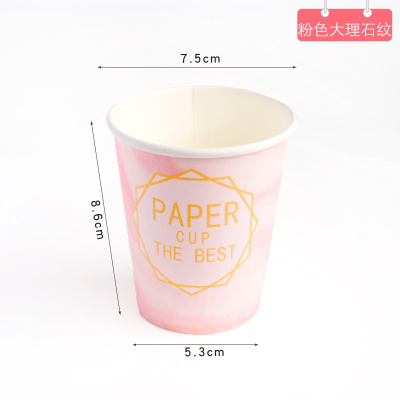 Pink Marble Disposable Paper Cups