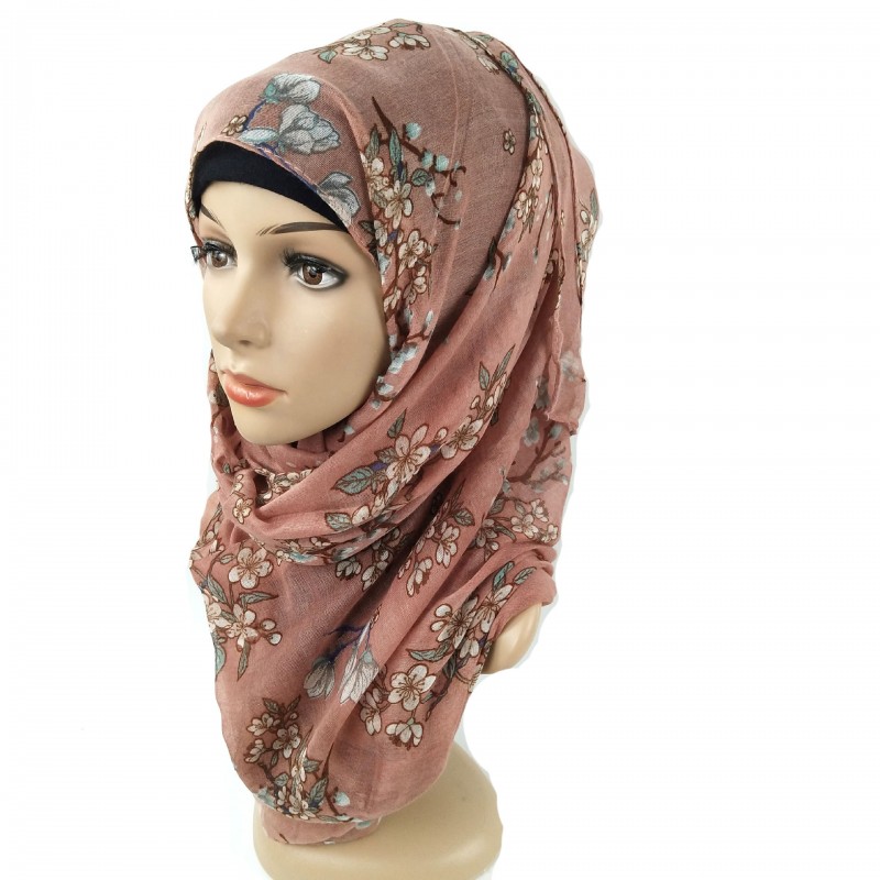 Dusty Powder Cotton Botanical Tile Print Hijab