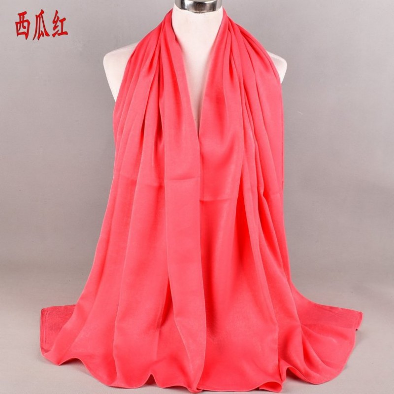 Watermelon Red Premium Velvety Pearl Chiffon Maxi Hijab
