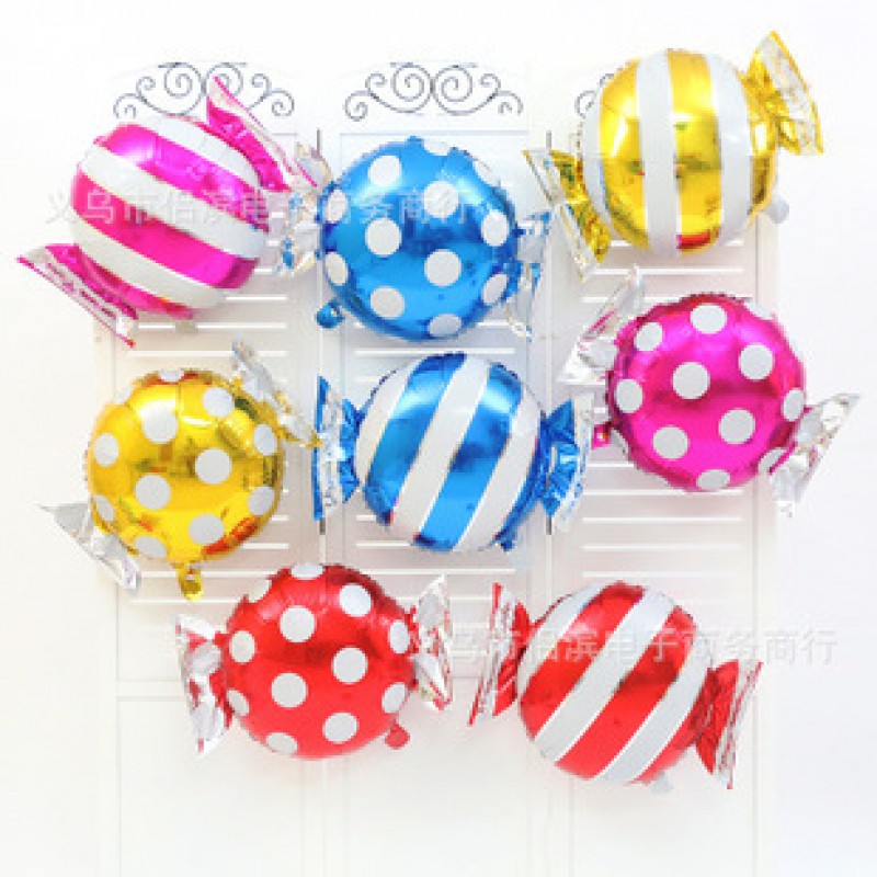 Striped Red Sweets Aluminium Foil Balloon