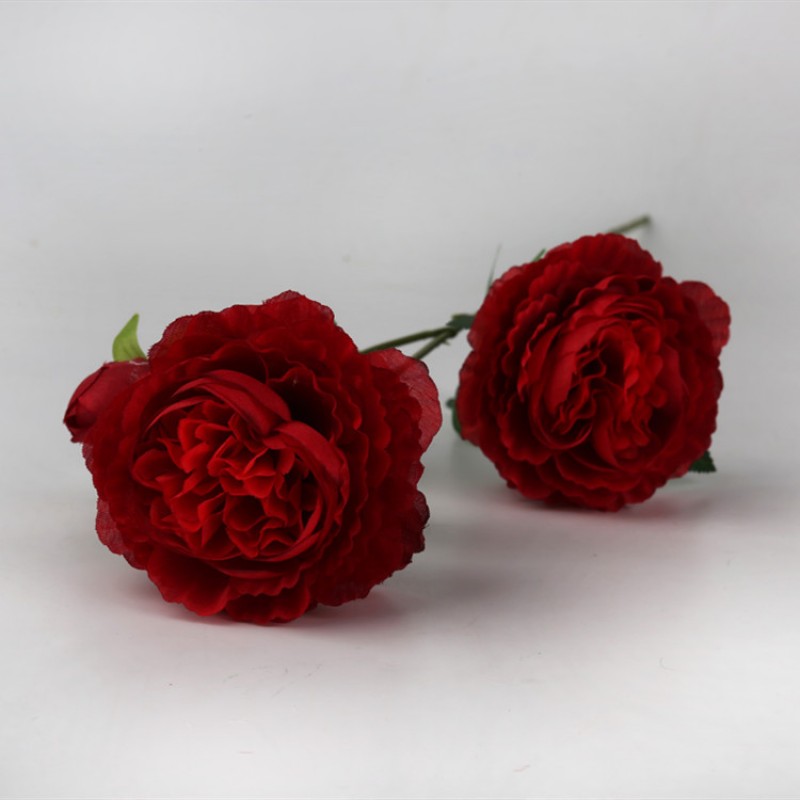Red 3 Head Peony Fake Flower Artificial