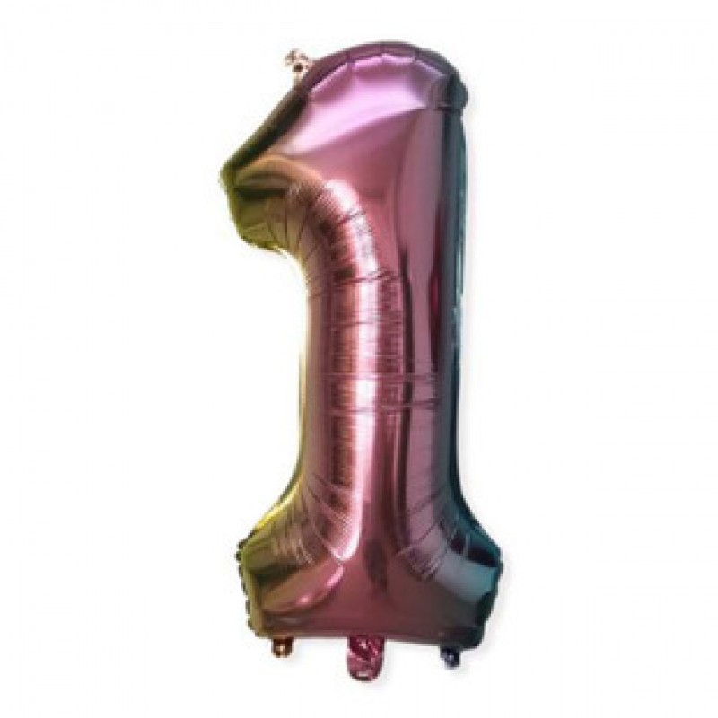 32 Inch Gradient Number 1 Birthday Balloons Aluminium Foil