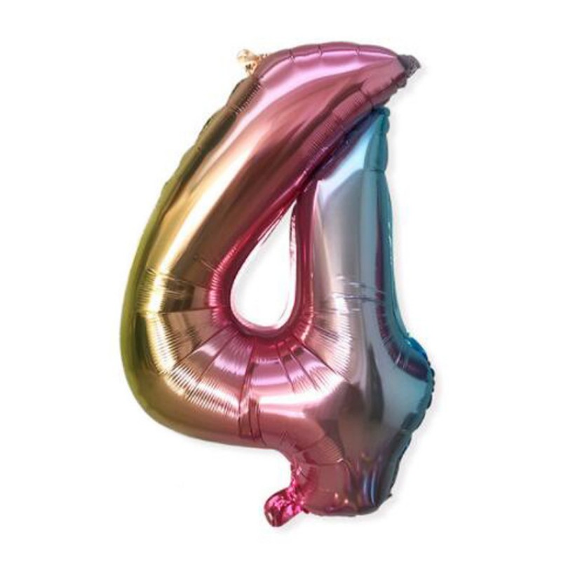 32 Inch Gradient Number 4 Birthday Balloons Aluminium Foil