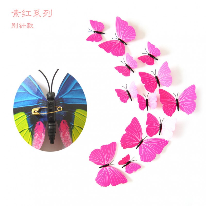 H 007 Plain Red Pin Set Of 12 Pvc Butterfly
