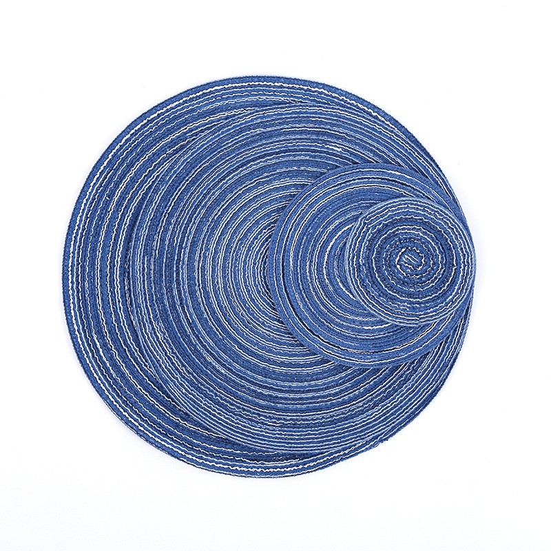 Blue Circle Diameter 30cm Nordic Cotton Yarn Placemat