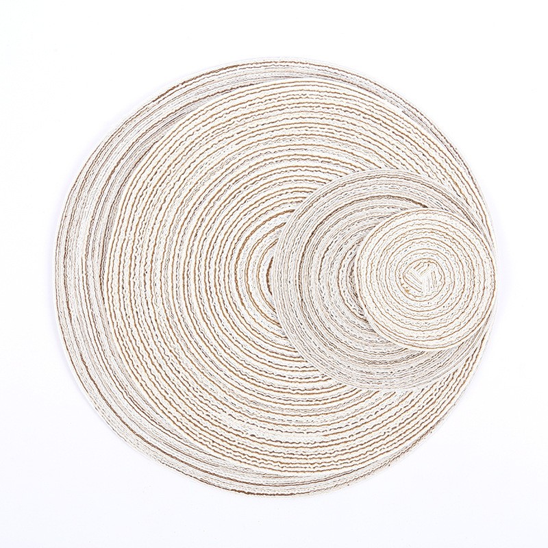 Beige Circle Diameter 36cm Nordic Cotton Yarn Placemat