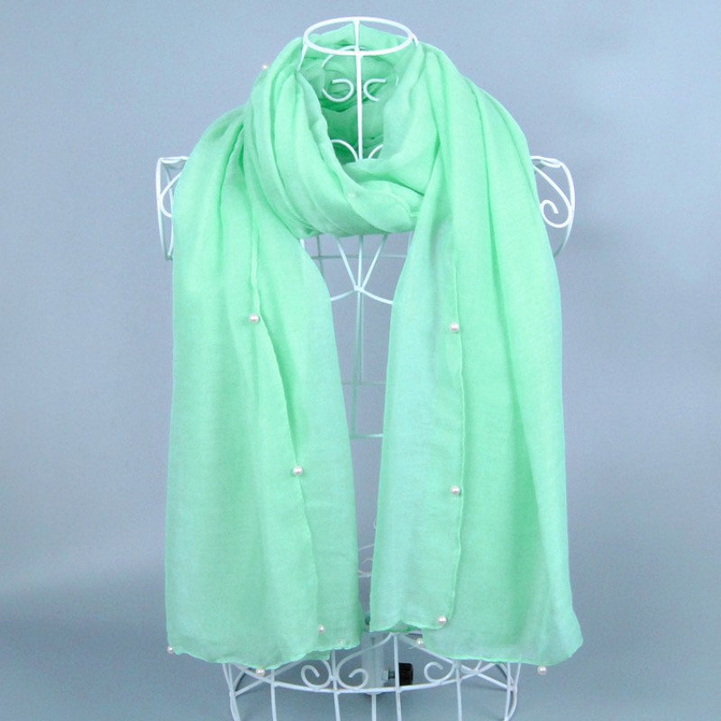 Mint Green Plain Pearl Maxi Scarf