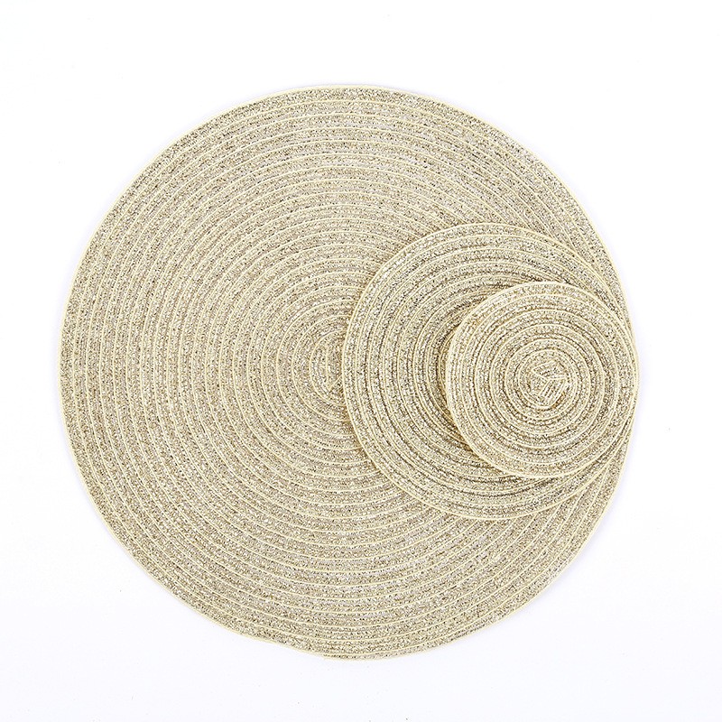 Gold Round Diameter 18cm Nordic Cotton Yarn Placemat