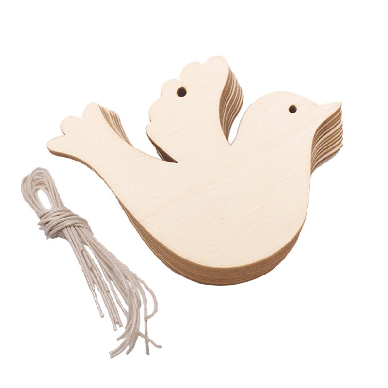 Bird 10 Pieces Christmas Wooden Crafts Diy